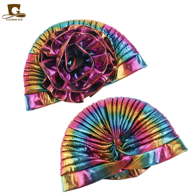 Casquette Hijab musulmane à grande fleur, chapeaux islamiques pour femmes, couvre-chef à fleurs Laser, couvre-chef ethnique, Turban pour dames, Bandana, nouvelle collection