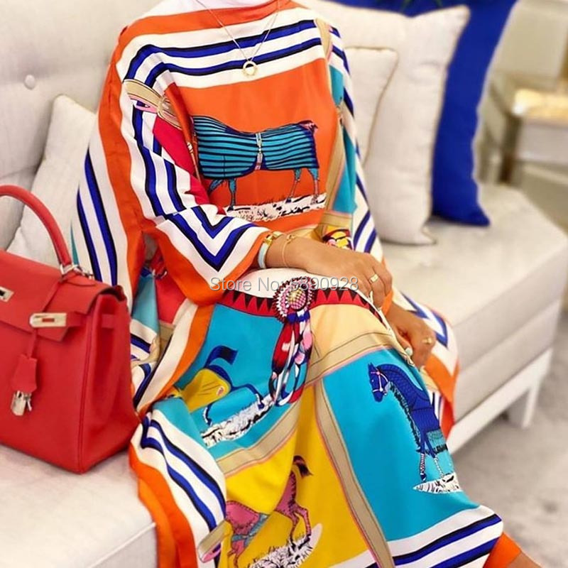Afrique mode blogueur recommande populaire imprimé soie caftan Maxi robes ample été plage bohème caftan longue robe pour dame