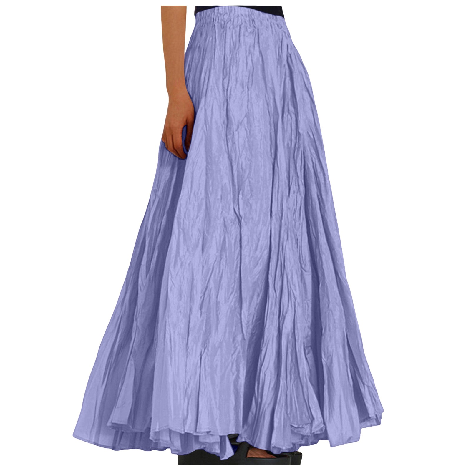 Jupe longue froncée style bohème pour femmes, vêtement de plage, vacances, taille haute, ligne A fluide, été