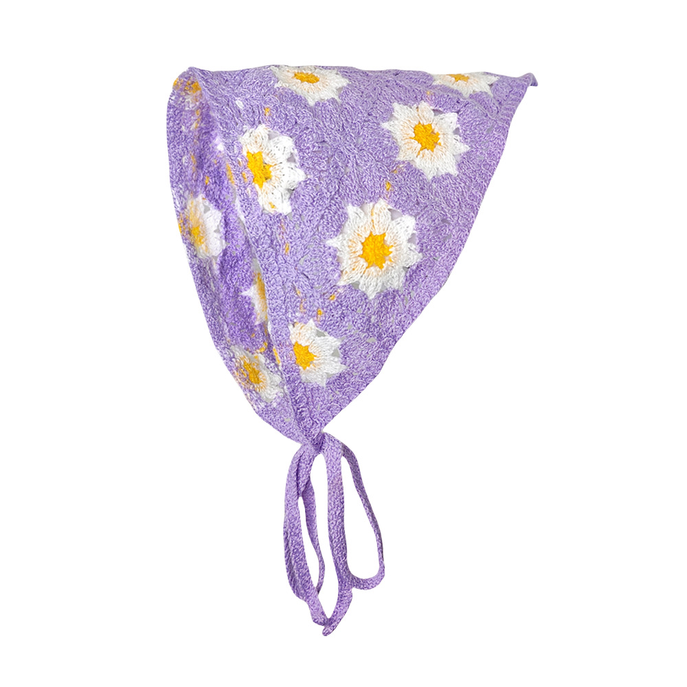 1 pièces foulard de cheveux pour femmes à la mode doux style rustique tricoté fleur foulard triangulaire mignon kawaii accessoires de cheveux pour dames