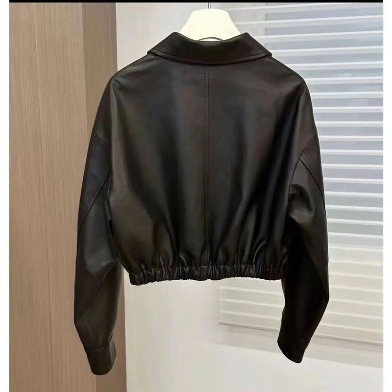 Manteau en cuir pour femmes Printemps Automne 2026 Col carré Court Femme Faux PU Vêtement d'extérieur Design tendance Mode Veste courte pour femmes