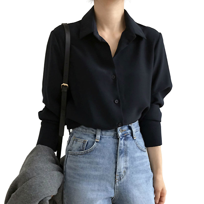 Femmes Chemise Classique En Mousseline De Soie Chemisier S-4XL Plus La Taille At À Manches sulfChemise Dame Simple Style Y-Femme Vêtements Nouveau Blusas 6830