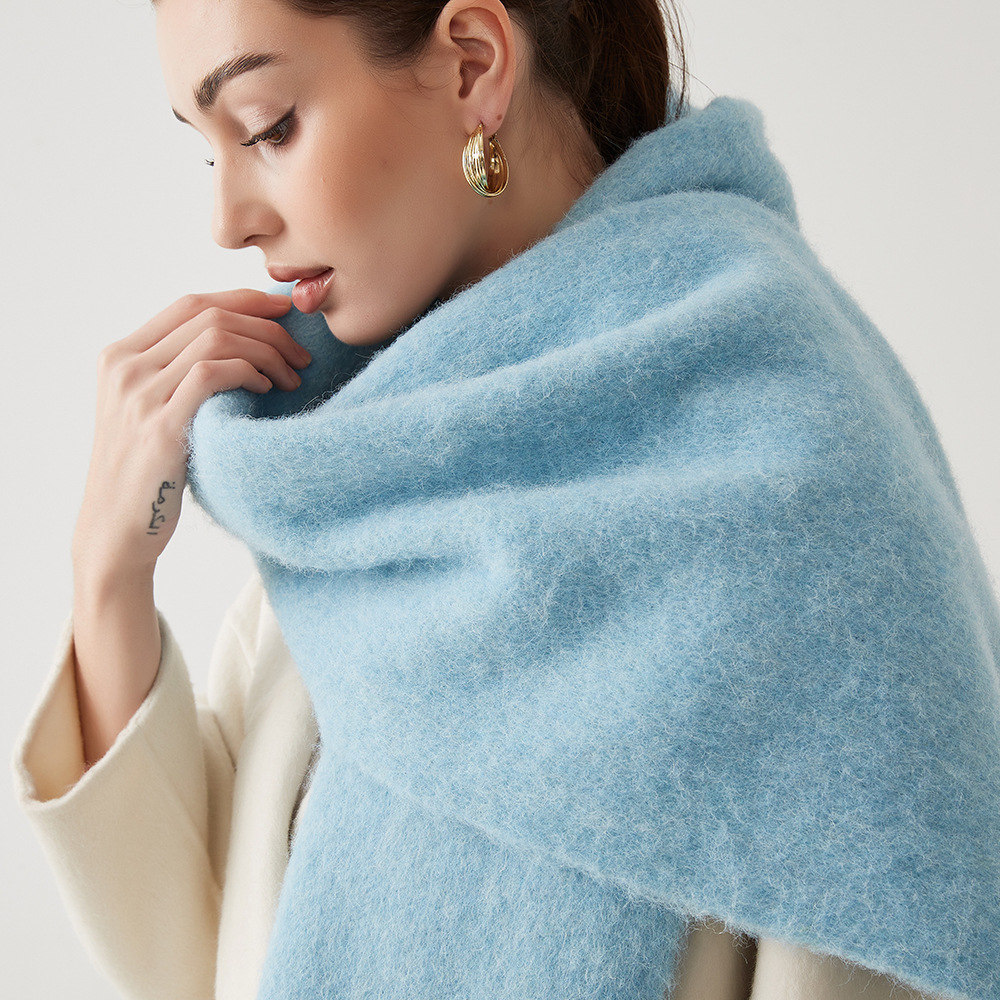 Écharpe en cachemire Mohair pour femme, 40x210cm, châle uni rose, à la mode, chaud, automne hiver