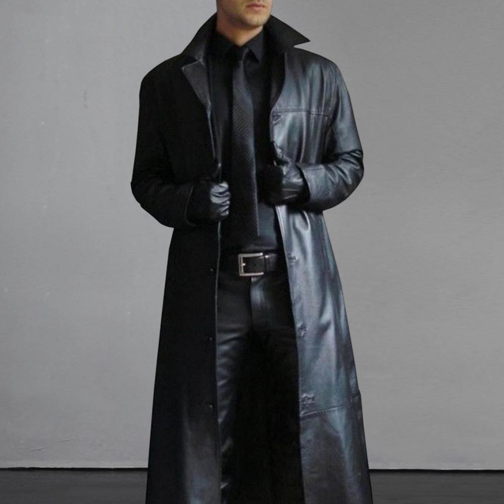 Vestes longues gothiques steampunk médiévales pour hommes, manteau en similicuir, mode vintage, luxe, hiver