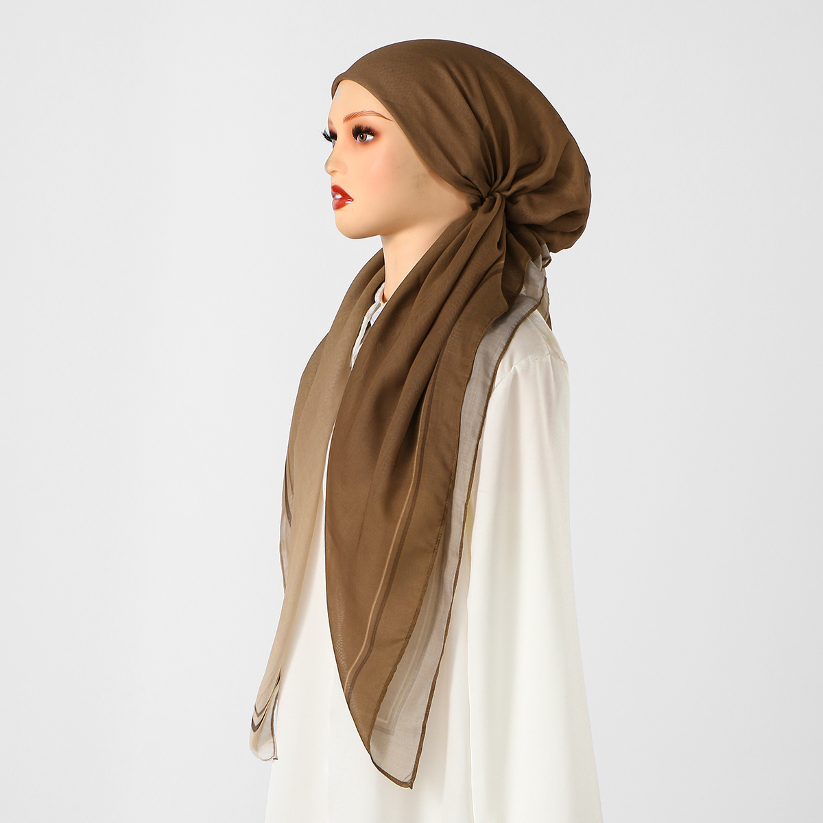 Bonnet hijab instantané en viscose imprimé dégradé de qualité supérieure pour femmes, design tendance, long, doux, élastique, turban islamique, bonnet hijab pour l'Aïd.