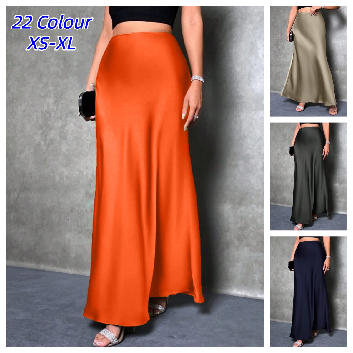 Jupe en satin pour femme, taille haute, élégante, longue, mode été, mi-longue, pour le bureau, style crayon, pour cocktail, fête, mariage