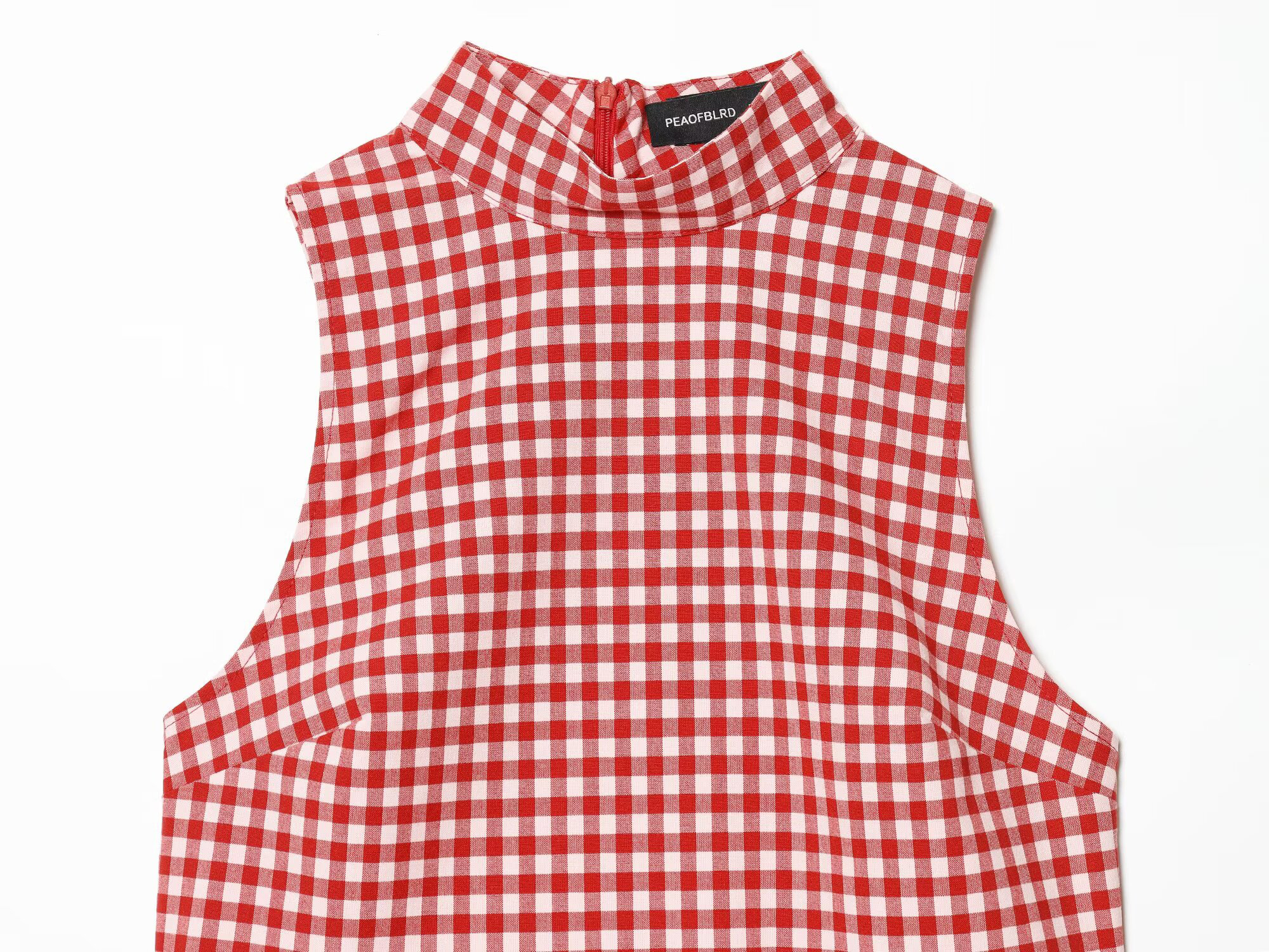 Vêtements pour femmes de style européen et américain, nouvelle mode, ensemble haut court sans manches à col haut et pantalon à carreaux