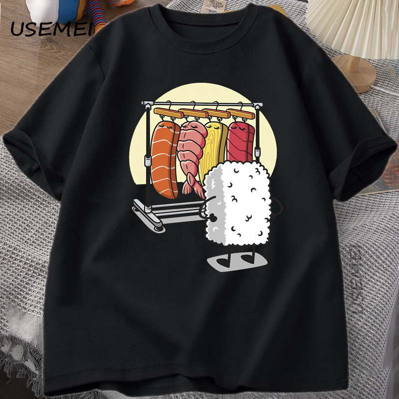 Sushi garde-robe T-shirt femmes hommes drôle haute qualité T-shirt coton graphique t-shirts ample à manches courtes imprimé T-shirt homme hauts
