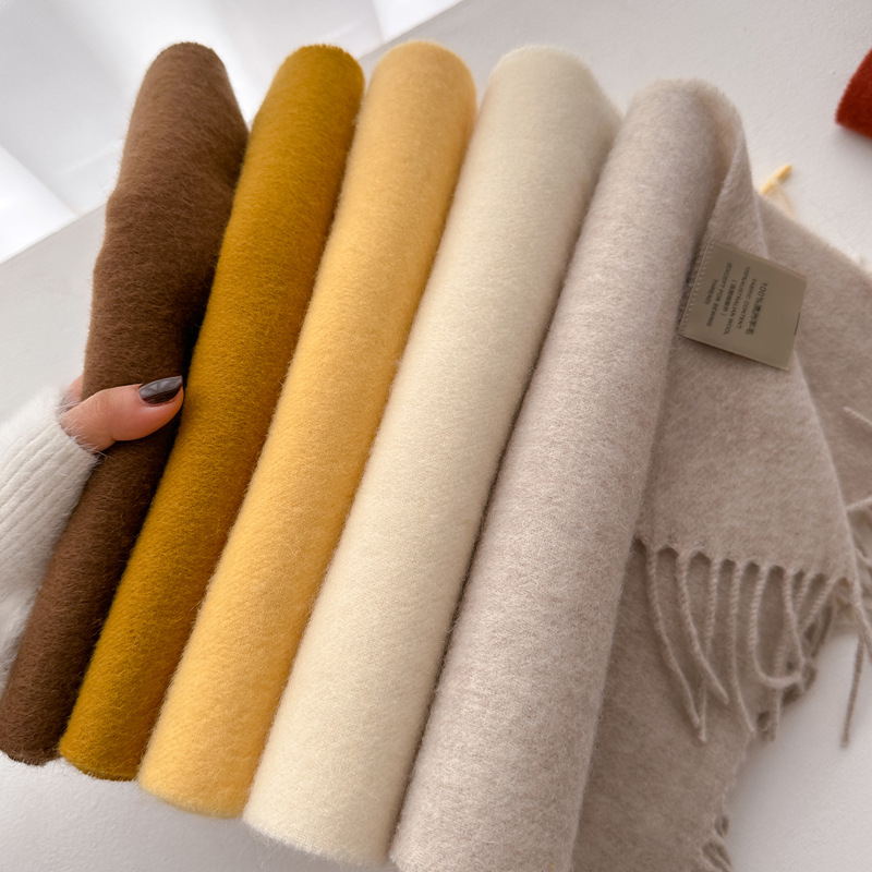 Luxe hiver 100% laine écharpe femmes cachemire mouchoir chaud Pashmina femme châle solide enveloppement doux Bufanda foulards étole 2025