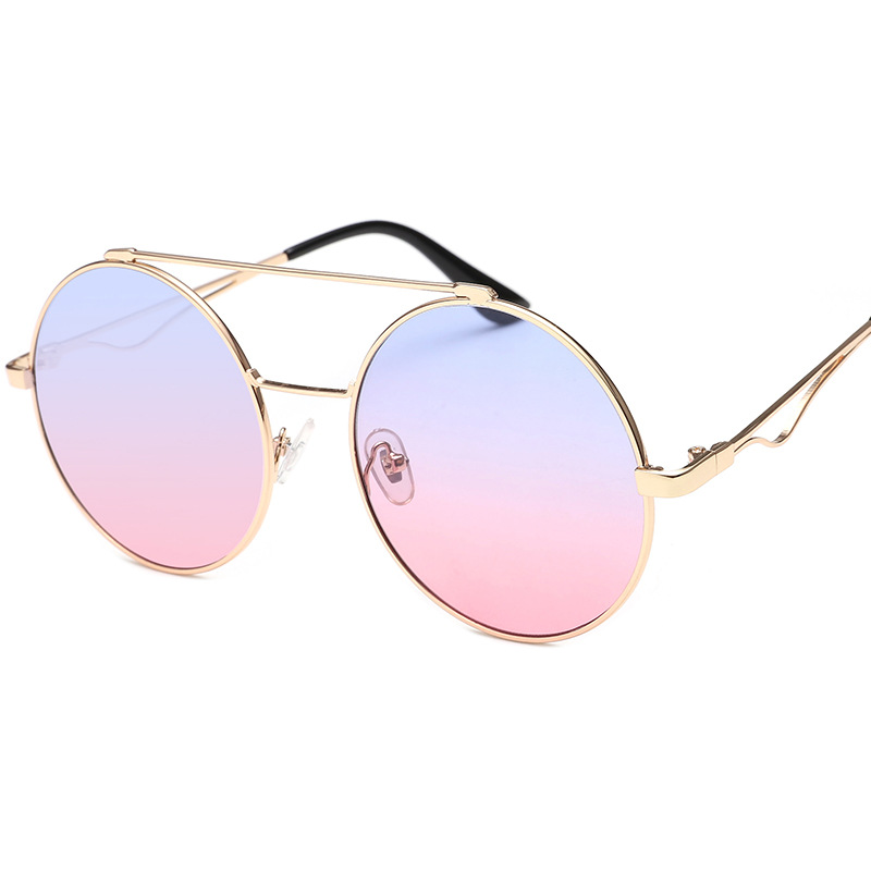 Lunettes de soleil de forme ronde pour femmes et hommes, élégantes, à Double pont, pour la conduite et les voyages