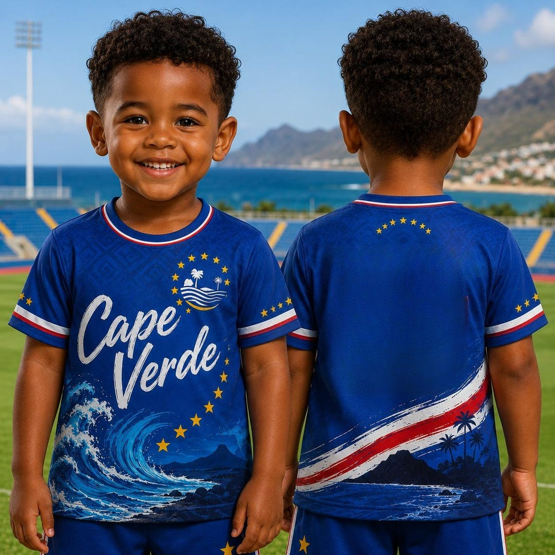 Maillot de football imprimé drapeau national Cap-Vert, pour hommes/femmes, t-shirt d'entraînement, décontracté, col rond, chemise de sport