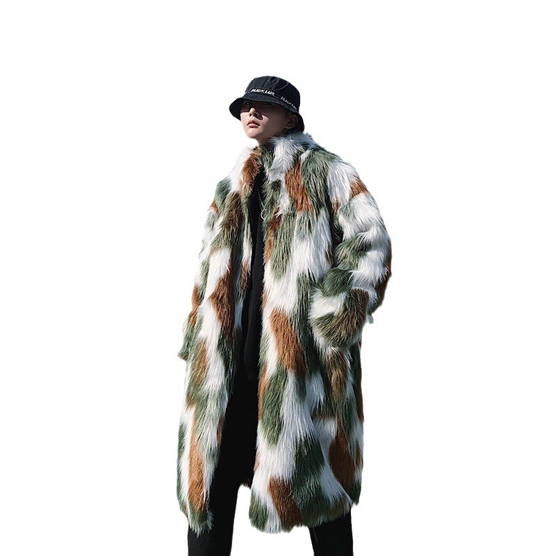 Manteau de fourrure Hip Hop pour hommes, veste longue à capuche, pardessus chaud et épais, pardessus décontracté, mode coréenne, hiver