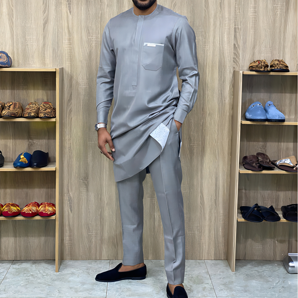 Costume africain élégant pour hommes, robe Agbada deux pièces, veste et pantalon de mariage, costume de mariage, style ethnique africain, 2024
