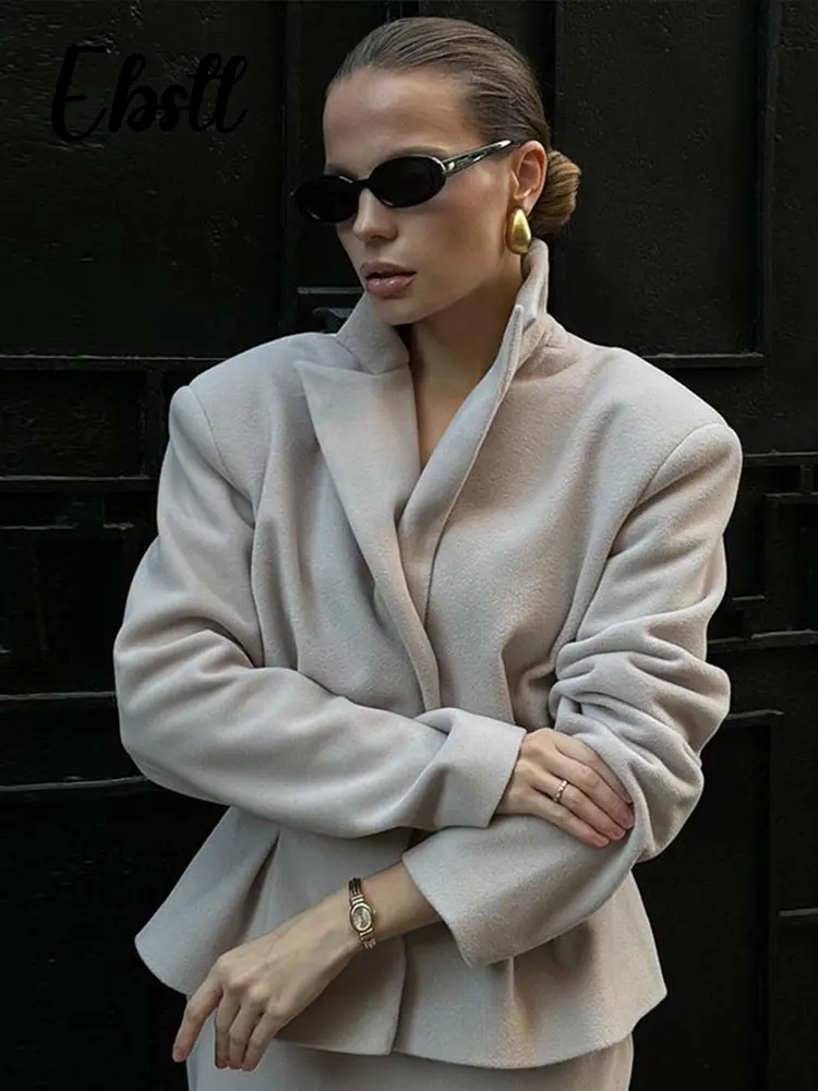 Slim laine Blazer manteau jupes ensemble femmes gris revers caché boucle manteaux hanche paquet jupe longue 2025 nouvelles tenues élégantes féminines