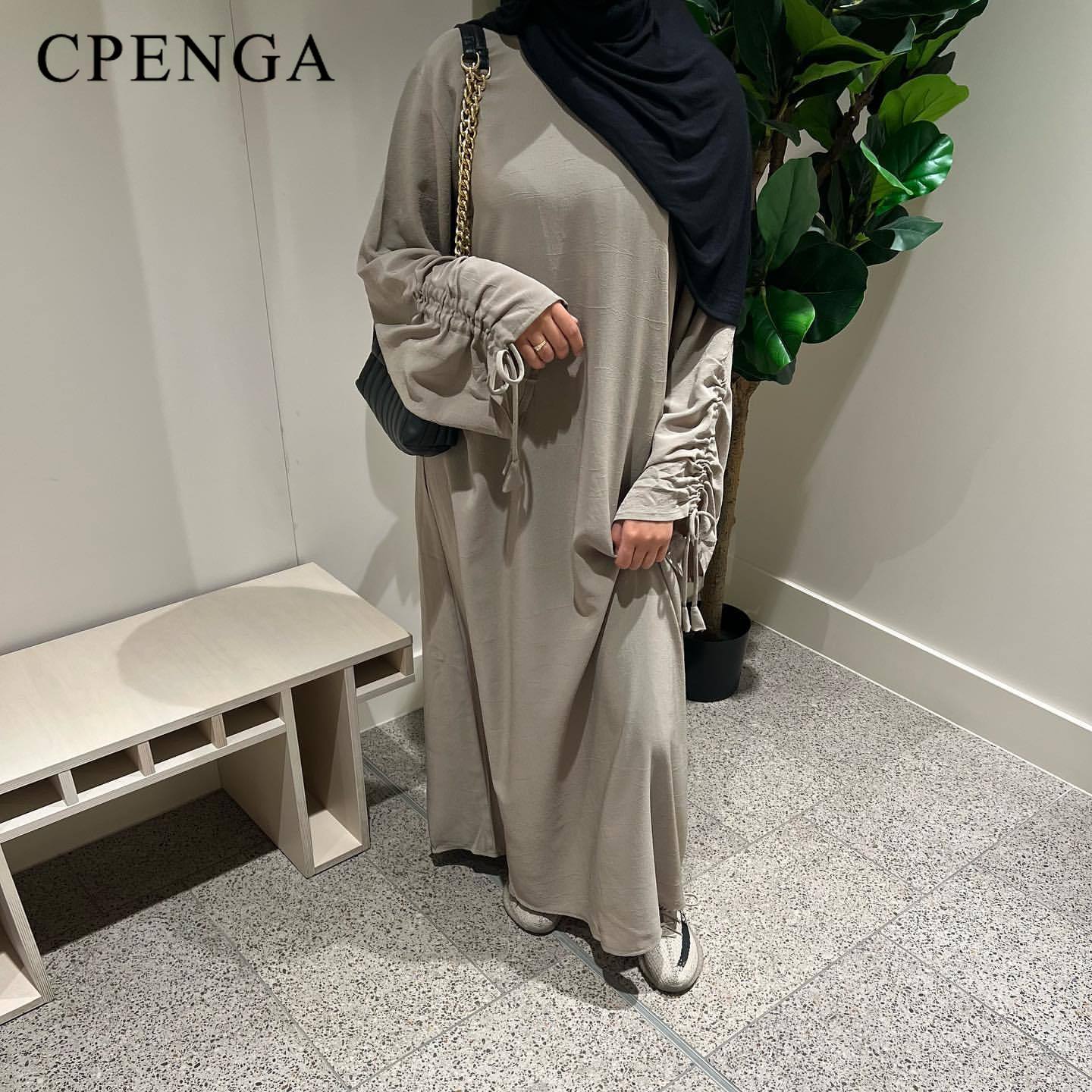 Robe modeste pour femmes musulmanes, arabie saoudite, Eid dubaï, Abaya uni, fête de vacances islamique, couleur unie, turquie, poignets à lacets, vêtements longs, 2024