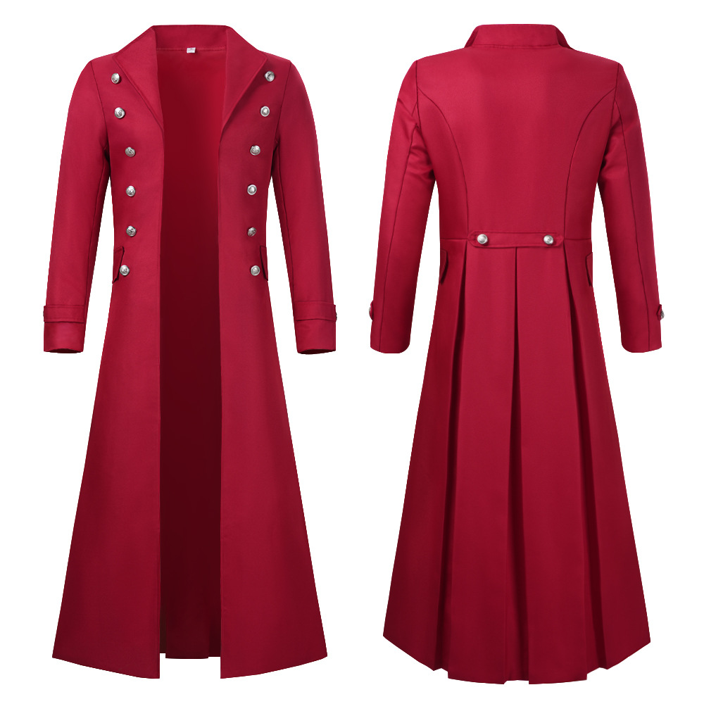 Manteau Trench-Coat Gothique Rétro Steampunk Médiéval Uniforme Victorien Mi-long pour Homme