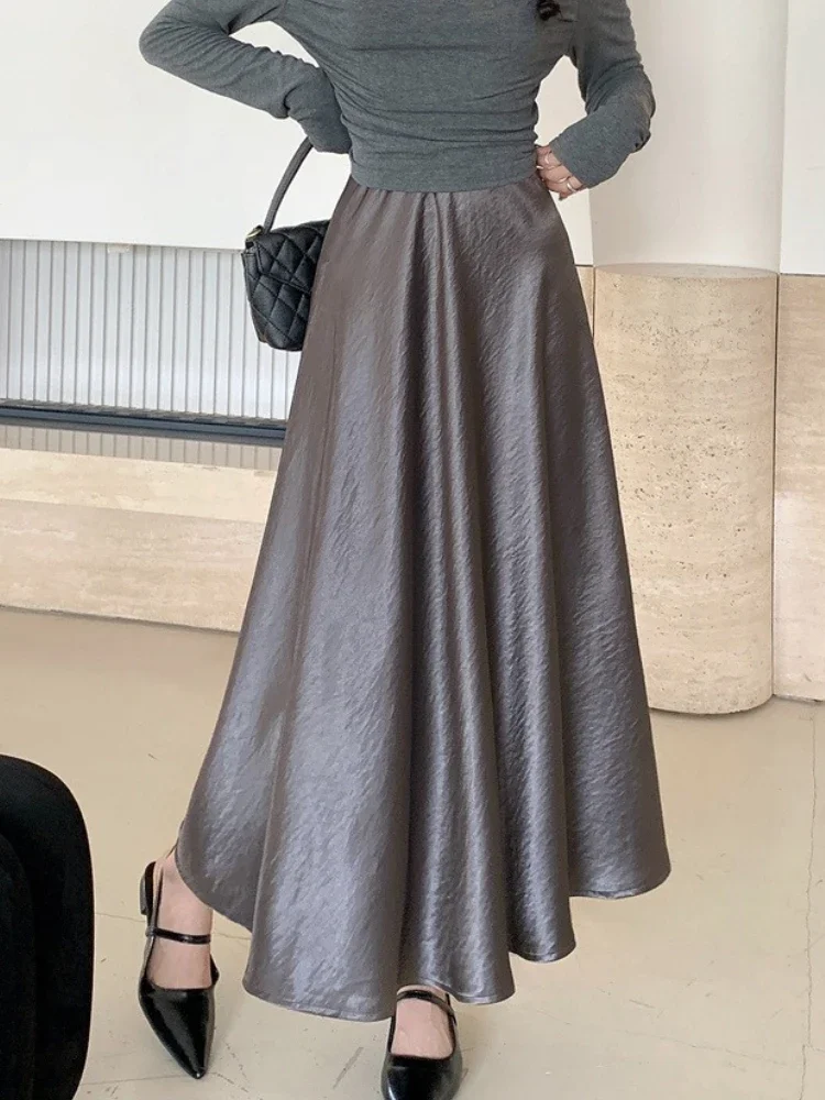 Jupe demi-corps en Satin pour femme, nouvelle mode coréenne, tempérament élégant, solide, décontractée, jupe trapèze, printemps 2026