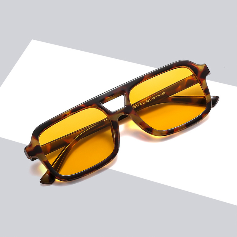 Grandes lunettes de soleil carrées mode lunettes de soleil pour femmes hommes tendance lunettes jaune bleu lentille rétro Vintage lunettes voyage 307460