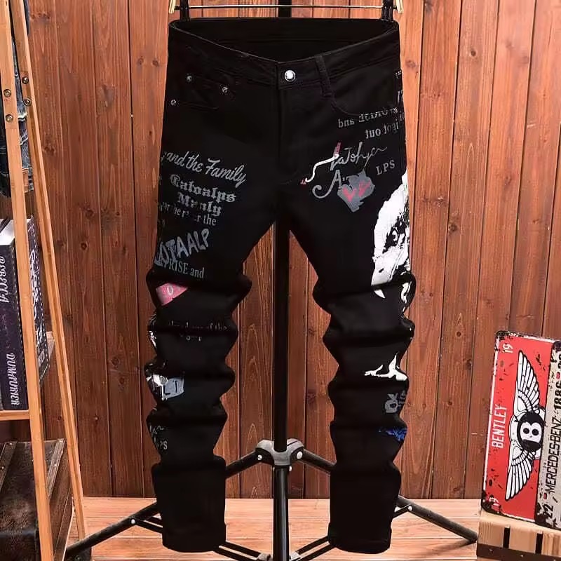 2025 nouveaux hommes impression jeans coupe ajustée jeans hommes mode classique Denim Skinny Jeans hommes décontracté haute qualité pantalon