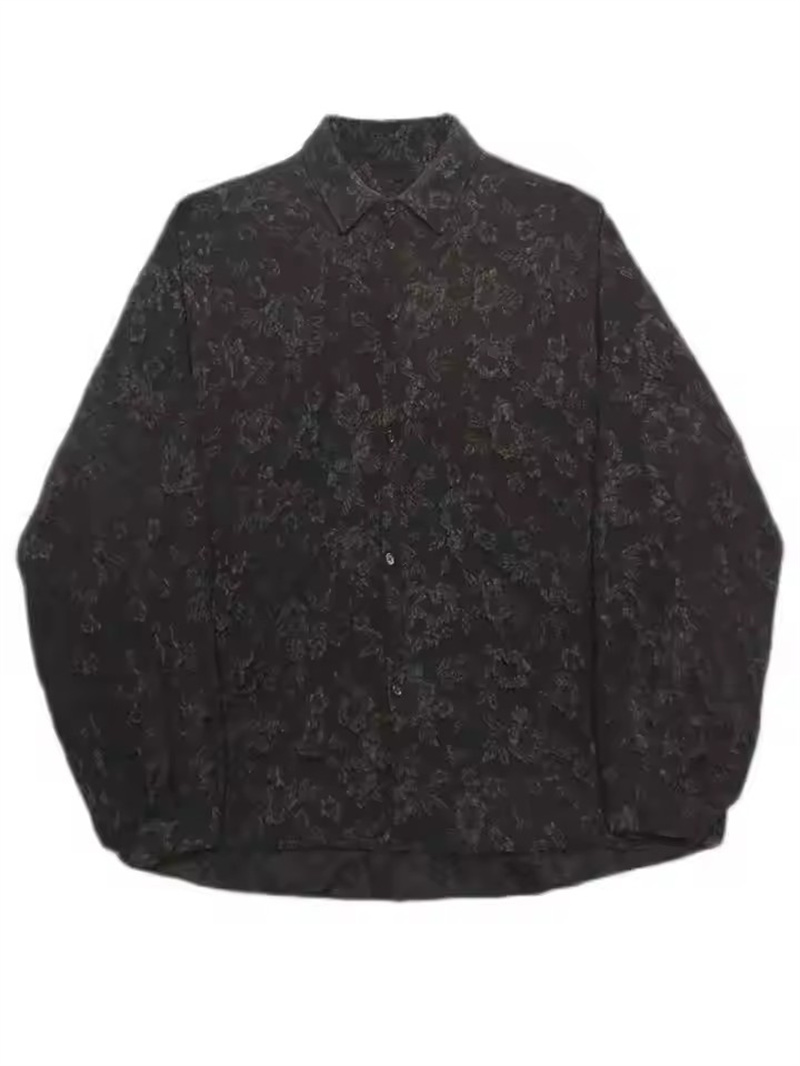 Chemise Jacquard froissée blanche 3XL pour hommes, ample, mode, solide, décontractée, col rabattu, nouveau chemisier à manches longues assorti avec tout