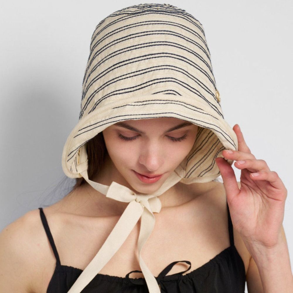 Chapeau de pêcheur tendance à rayures pour femme, respirant, à large bord, chapeau de soleil d'été polyvalent, casquette de pêcheur protectrice contre le soleil
