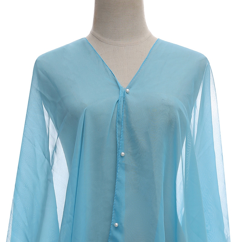 Châle de protection solaire pour femme, T-shirt d'été en mousseline de soie, écharpe de vacances, bikini respirant, chemise de plage ronde