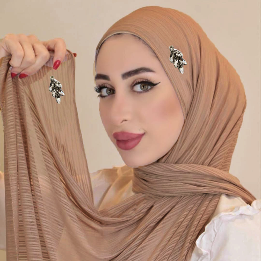 Nouveaux diamants côtelés Jersey Hijab crêpe strass écharpe musulman plaine doux châles enveloppes islamiques bandeau pour les femmes