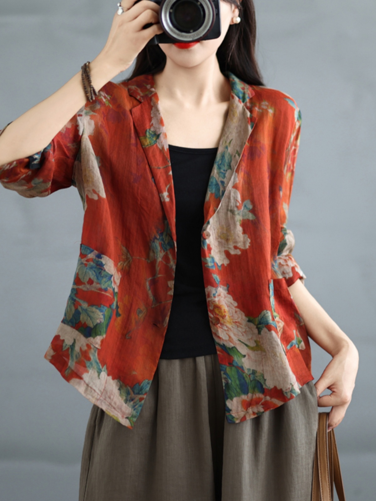 Manteau de costumes en coton et lin pour femmes, Style chinois, Vintage, imprimé floral, mode printemps été, bonne qualité, veste de protection solaire élégante