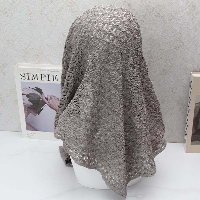 Écharpe triangulaire en lin tricoté pour femme, hijab, couvre-chef, châle, bonnet, foulard triangulaire tricoté, couvre-tête, couvre-cheveux