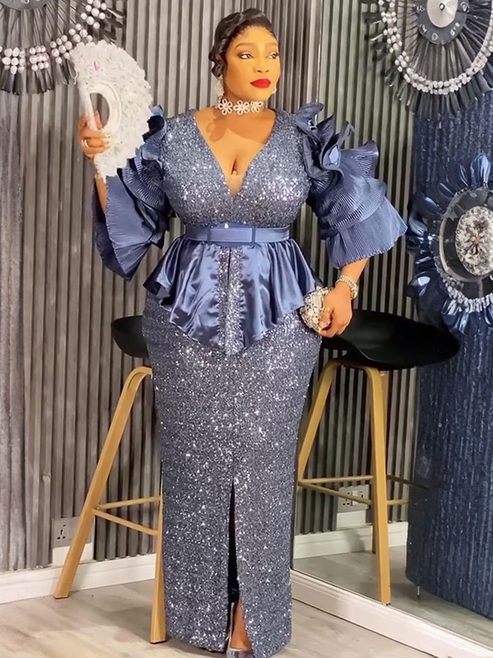 Robes Élégantes d'Été 2026 pour Femmes – Robe de Soirée de Mariage, Tenue Africaine Dashiki Ankara, Robe Longue à Manches Volants
