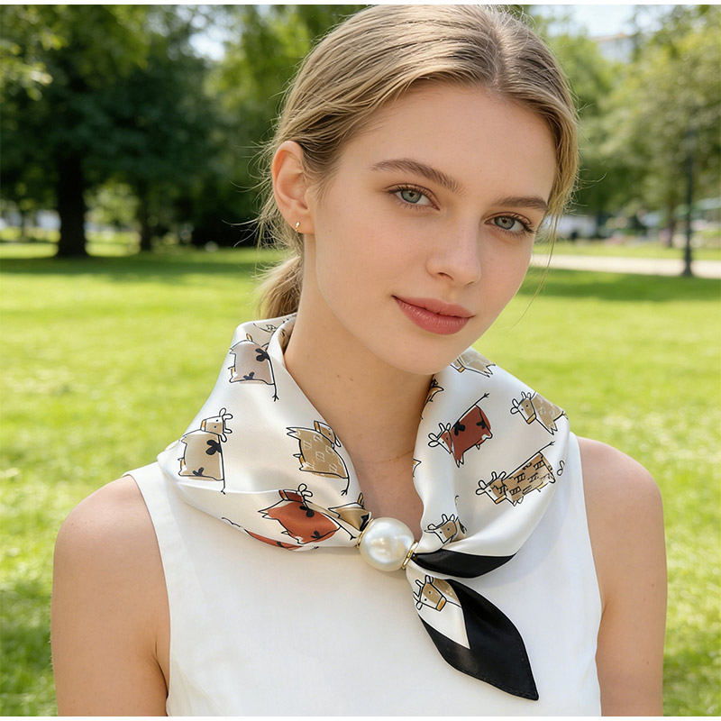 Écharpes fines en soie perlée avec boucle magnétique, foulard paresseux pour femmes et filles, élégant et délicat, avec pendentif pour clavicule, accessoires de cou et châle