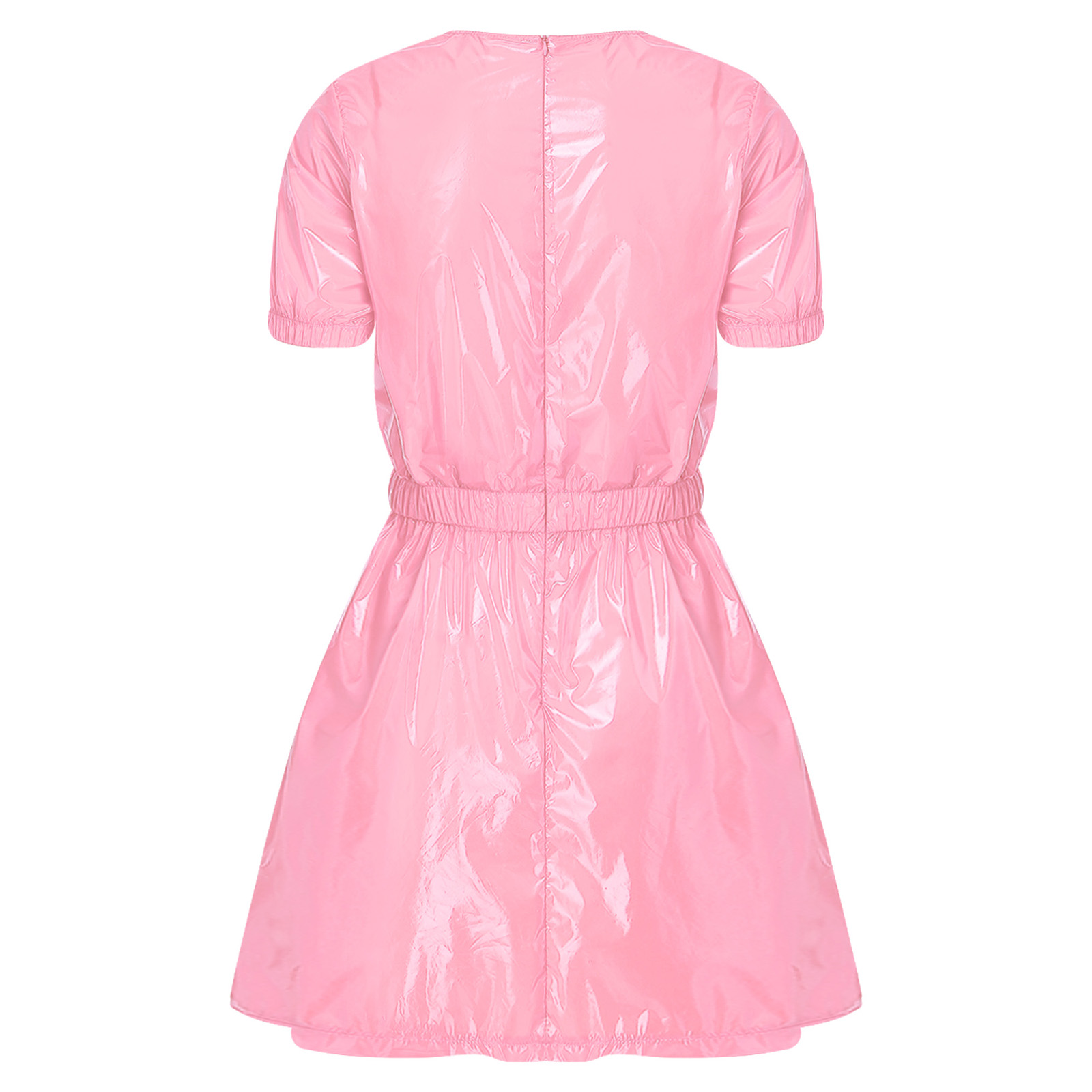 Robe imperméable pour femmes, mini-robe ligne A, manches courtes, dos invisible, taille élastique, jupe évasée, robe de nuit