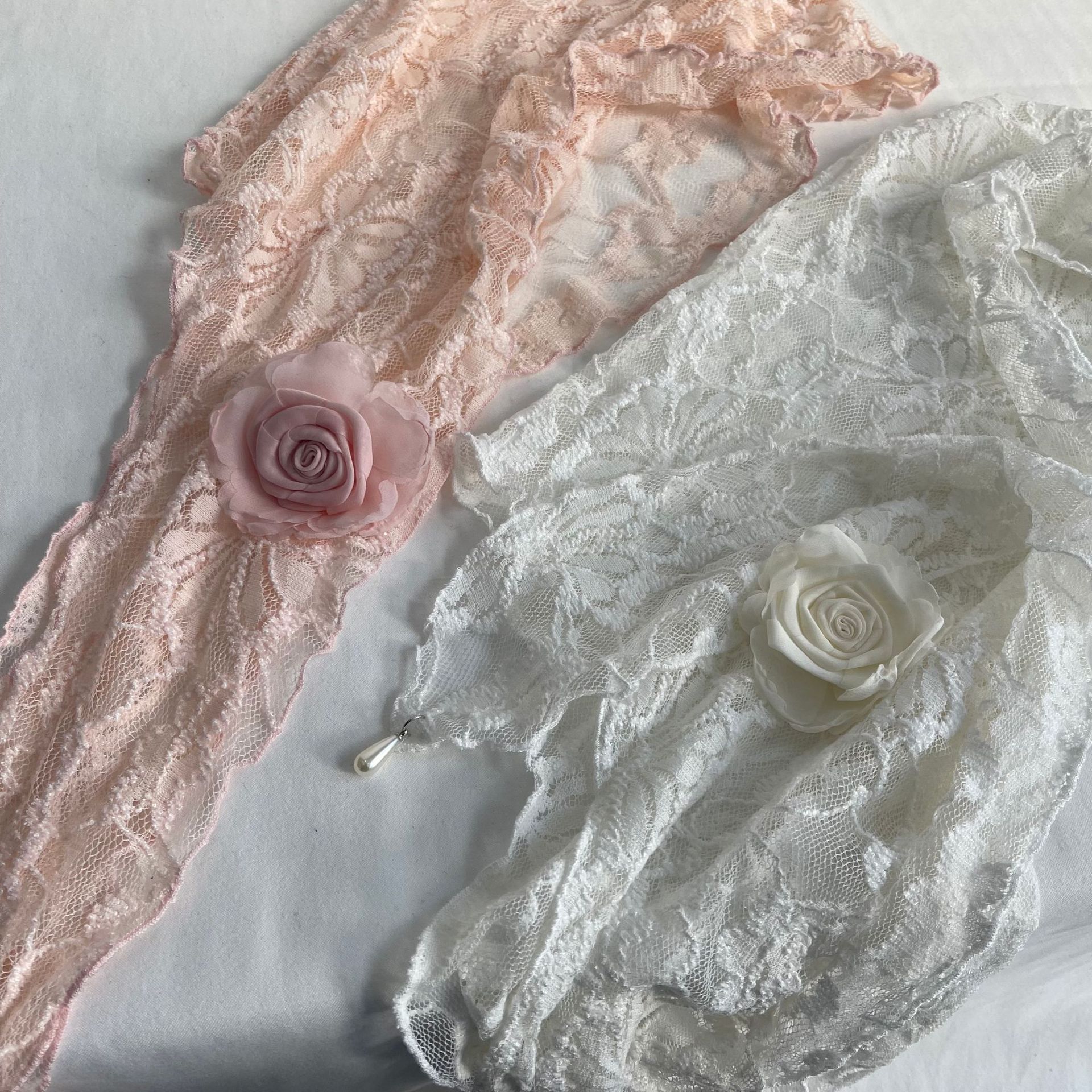 Nouveauté Printemps : Foulard en Soie Coréen Ins pour Filles, Style Lolita, Dentelle Creuse, Polyvalent, pour Décoration Photo et Accessoire de Mode Kawaii pour Femmes