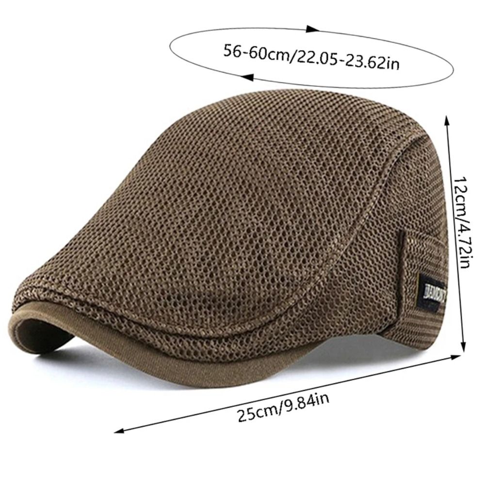 Béret ajustable uni pour homme, style coréen, casquette plate en maille de style newsboy, casquette plate à visière style britannique, été