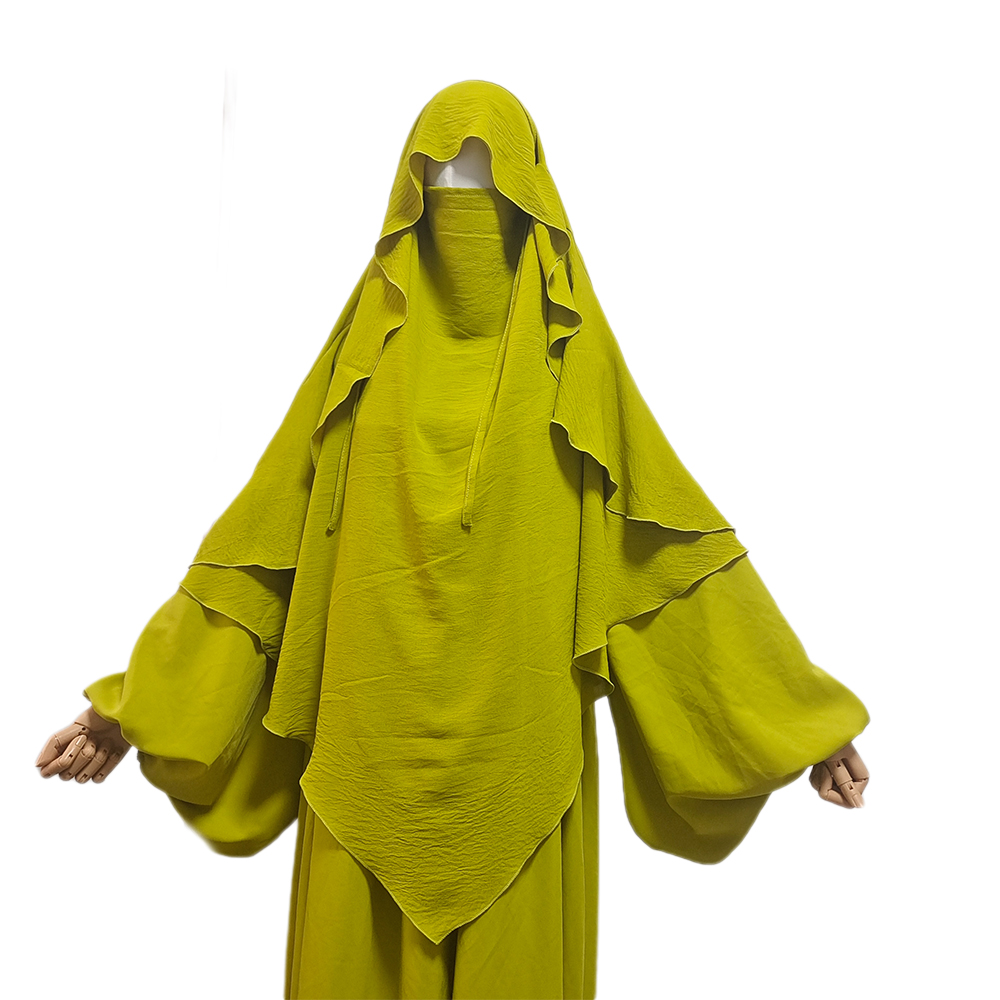 Crêpe Khimar avec Cape Niqab sangles Eid Ramadan Femme musulmane instantanée Hijab Musulman Kopftuch écharpe vente en gros femmes prière Hijabs