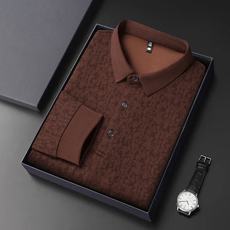 Nouveau Polo Homme 2026 à Manches Longues Imprimé Tendance Édition Coréenne – T-shirt d'Été Confortable et Polyvalent