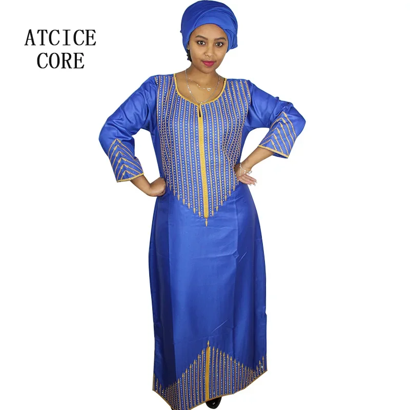 Robe longue africaine sans écharpe, design de mode, broderie Bazin, nouveau