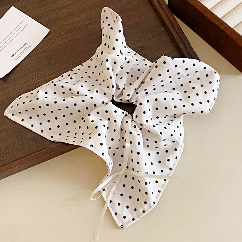 Nouvel accessoire pour cheveux : Bandeau en tissu blanc motif papillon, élastique à cheveux à pois noirs, bandeau en cuir pour queue de cheval K