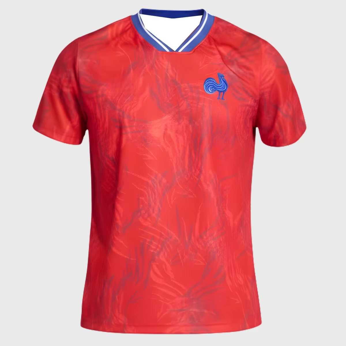 Nouveau Maillot de Rugby France 2026 à Imprimé Plumes Rouges pour Hommes, T-shirt Y2K Oversize, Idéal pour le Quotidien et l'Entraînement, Tendance