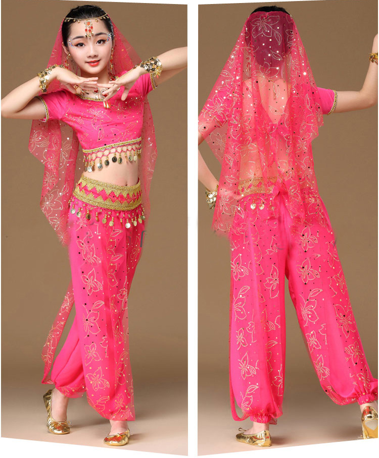 Costumes de danse orientale filles egypte enfant Costumes de danse du ventre ensemble égyptien Bollywood indien vêtements de danse du ventre inde 3 couleurs