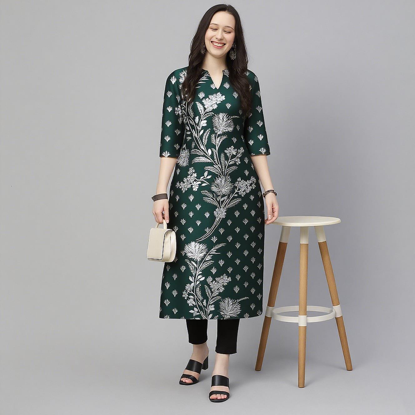 Femmes musulmanes Kurt à la mode et élégant Tube droit décontracté motif paon nouvelle robe confortable Islamitische Dames Kleding