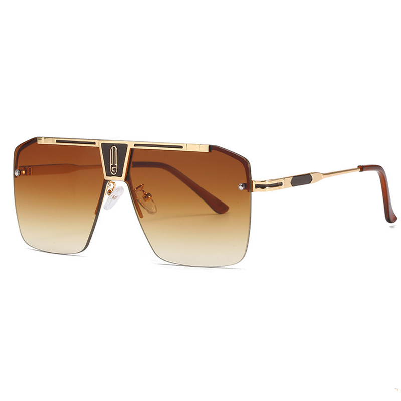 Lunettes de soleil aviateur classiques pour femmes et hommes, monture large vintage, style punk, marque de luxe, pour la conduite en extérieur, en métal, carrées