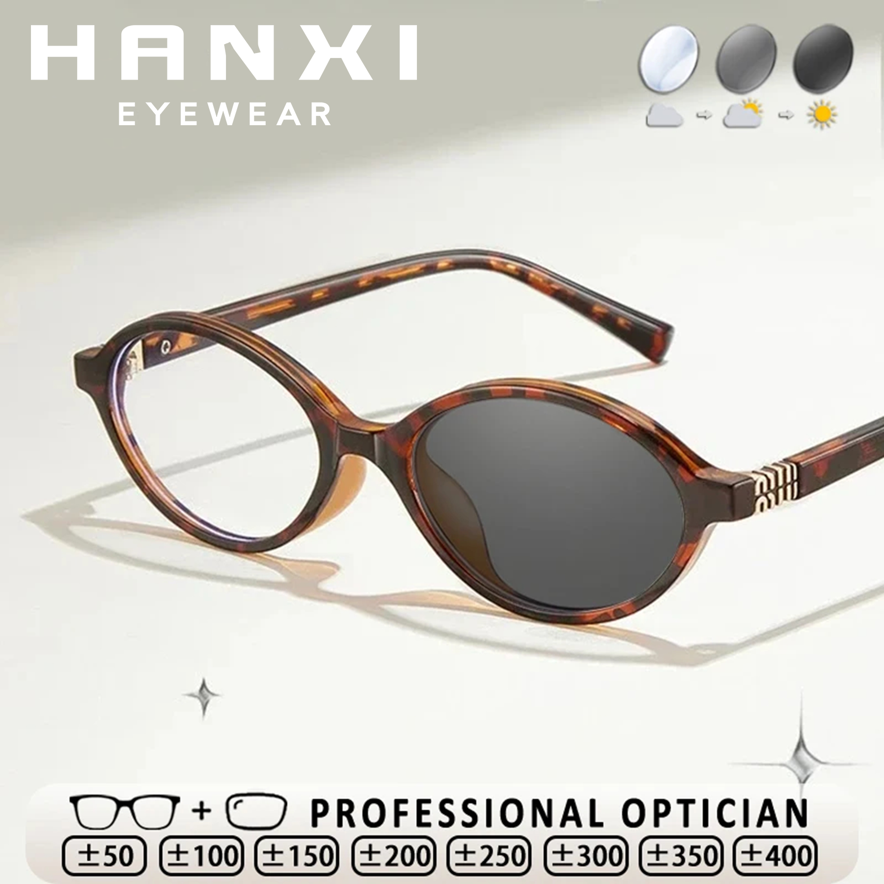 Lunettes de lecture photochromiques de luxe classiques ovales anti-lumière bleue pour femmes, petites montures, lunettes sur ordonnance personnalisées