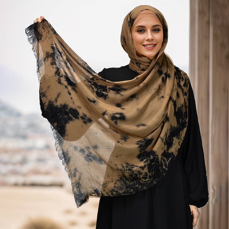 Mode imprimé musulman Hijab respirant Hijabs rayonne Viscose tissé cravate-teinture châles colorés femmes musulmanes foulard Hijabs