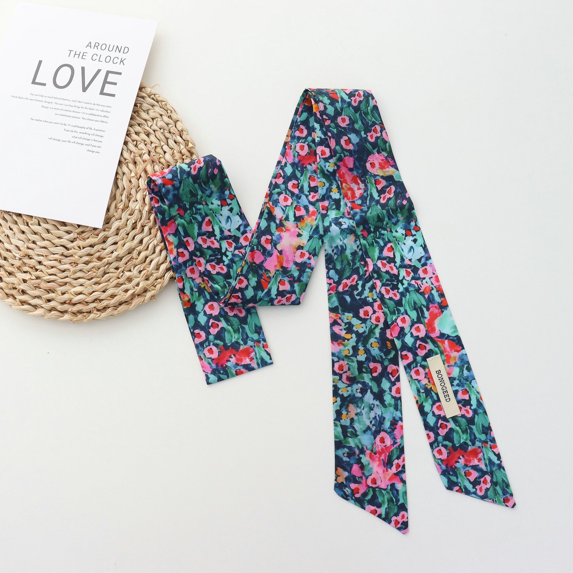 Foulard Long en soie à fleurs françaises rétro pour femmes, foulard de cou, nouveau sens de haute qualité, ruban décoratif pour cheveux, à la mode, printemps 2025