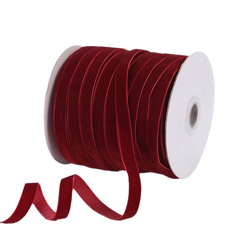 Ruban en velours 50yards 10mm, emballage cadeau fait à la main pour fête de mariage, nœuds pour cheveux, accessoires pour vêtements, bricolage, artisanat de couture, rubans en tissu