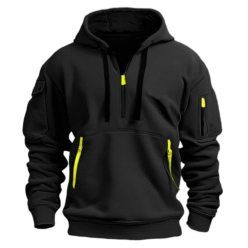 Sweat à capuche zippé multi-poches décontracté pour homme/femme, grande taille, coupe ample, pull tendance à manches longues