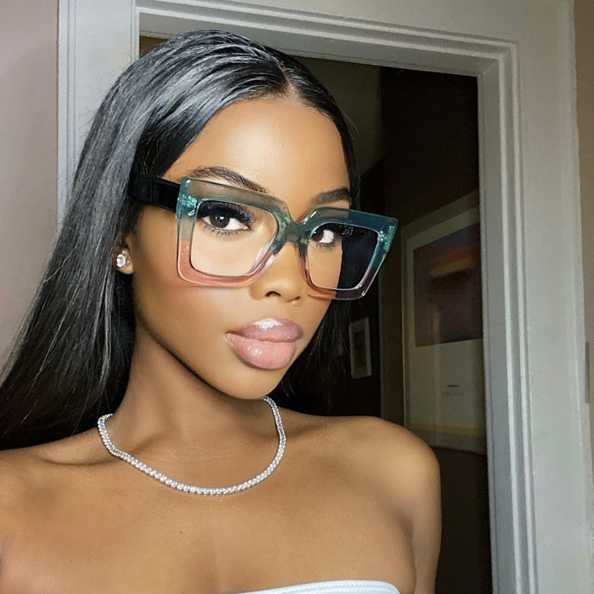 Nouvelles lunettes anti-lumière bleue tendance pour hommes et femmes, lunettes plates à monture carrée transparente bicolore