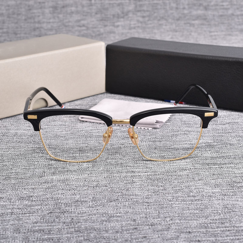Monture de lunettes semi-sans monture pour hommes et femmes, design de marque, montures de lunettes vintage en acétate, tendance, demi-monture