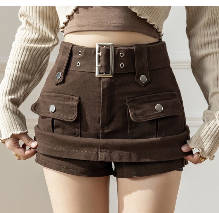Jupe courte en jean pour femme, ligne A, demi-corps, taille haute, Slim, Anti-éblouissement, paquet de hanche, Y2k, printemps automne